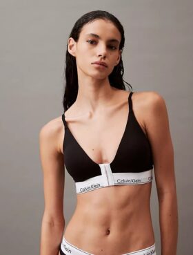 Bralette triangular com fecho frontal, ligeiramente forrada, em algodão e Modal