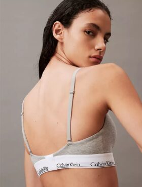 Bralette triangular com fecho frontal, ligeiramente forrada, em algodão e Modal