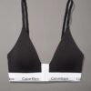 Bralette triangular com fecho frontal, ligeiramente forrada, em algodão e Modal