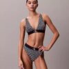 Bralette triangular com forro leve, em microfibra elástica com Monogram gráfico Bralette triangular com forro leve, em microfibra elástica com Monogram gráfico