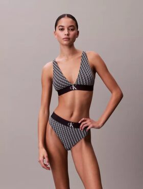 Bralette triangular com forro leve, em microfibra elástica com Monogram gráfico Bralette triangular com forro leve, em microfibra elástica com Monogram gráfico