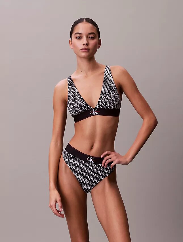 Bralette triangular com forro leve, em microfibra elástica com Monogram gráfico Bralette triangular com forro leve, em microfibra elástica com Monogram gráfico