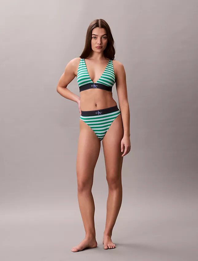 Bralette triangular com forro leve, em microfibra elástica com Monogram gráfico Bralette triangular com forro leve, em microfibra elástica com Monogram gráfico
