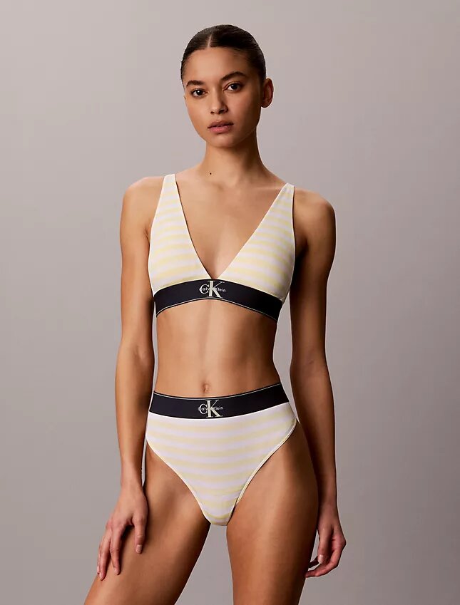 Bralette triangular com forro leve, em microfibra elástica com Monogram gráfico Bralette triangular com forro leve, em microfibra elástica com Monogram gráfico