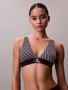 Bralette triangular com forro leve, em microfibra elástica com Monogram gráfico Bralette triangular com forro leve, em microfibra elástica com Monogram gráfico