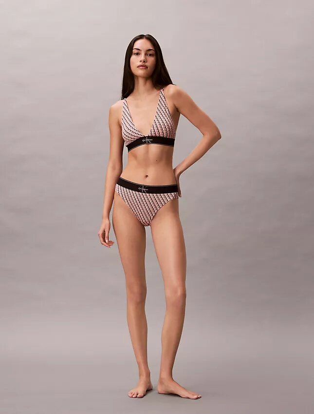 Bralette triangular com forro leve, em microfibra elástica com Monogram gráfico Bralette triangular com forro leve, em microfibra elástica com Monogram gráfico