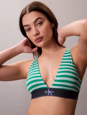 Bralette triangular com forro leve, em microfibra elástica com Monogram gráfico Bralette triangular com forro leve, em microfibra elástica com Monogram gráfico