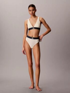 Bralette triangular com forro leve, em microfibra elástica com Monogram gráfico Bralette triangular com forro leve, em microfibra elástica com Monogram gráfico