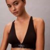 Bralette triangular com forro leve, em microfibra elástica com Monogram gráfico Bralette triangular com forro leve, em microfibra elástica com Monogram gráfico