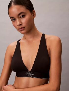 Bralette triangular com forro leve, em microfibra elástica com Monogram gráfico Bralette triangular com forro leve, em microfibra elástica com Monogram gráfico