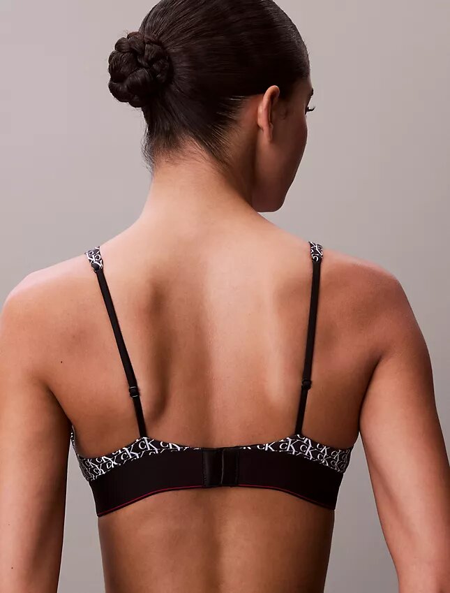 Bralette triangular com forro leve, em microfibra elástica com Monogram gráfico Bralette triangular com forro leve, em microfibra elástica com Monogram gráfico