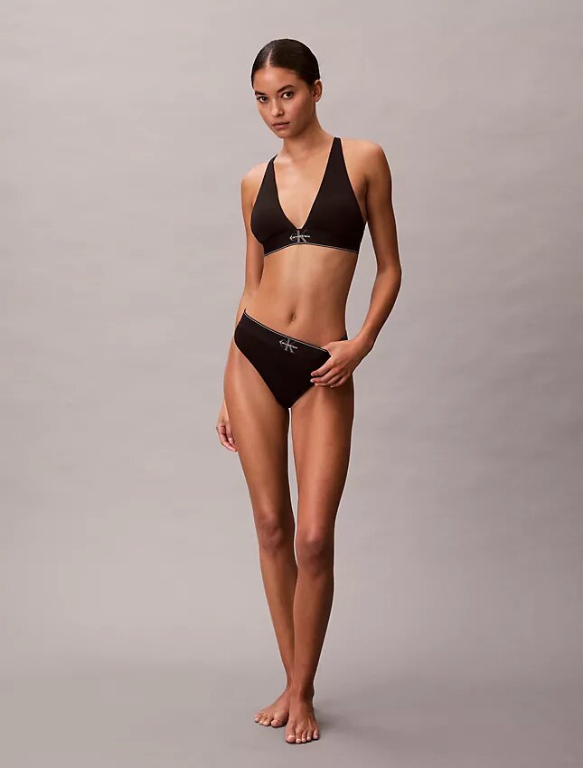 Bralette triangular com forro leve, em microfibra elástica com Monogram gráfico Bralette triangular com forro leve, em microfibra elástica com Monogram gráfico