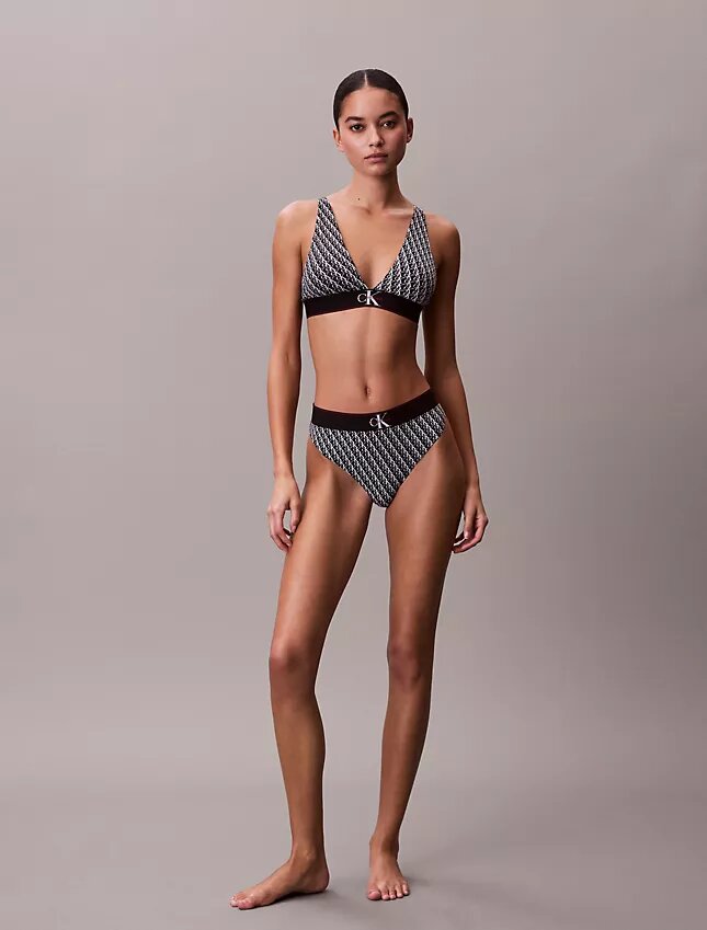 Bralette triangular com forro leve, em microfibra elástica com Monogram gráfico Bralette triangular com forro leve, em microfibra elástica com Monogram gráfico