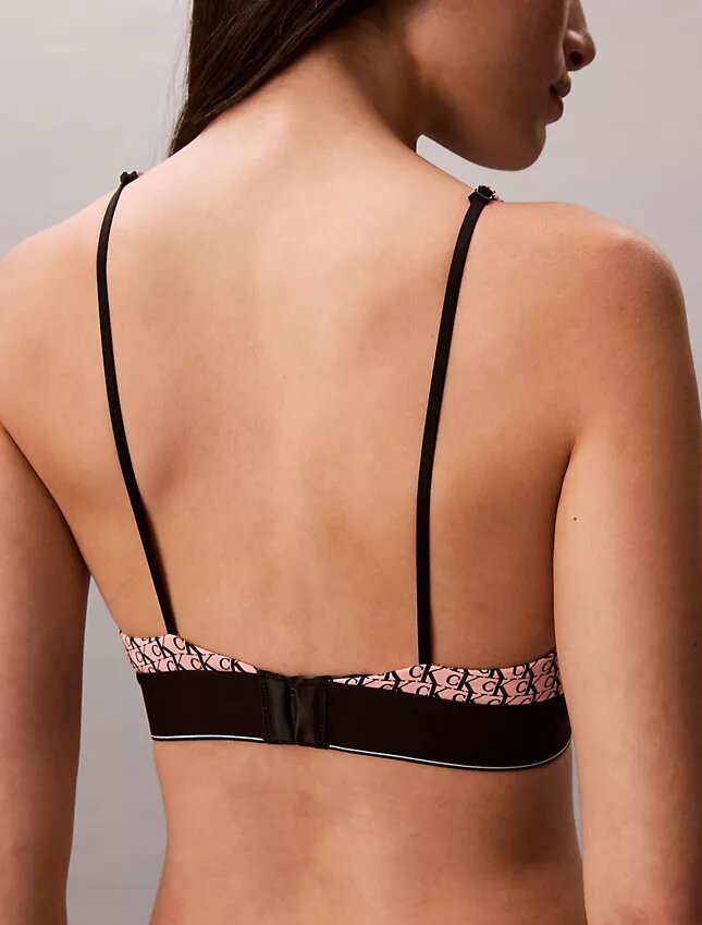 Bralette triangular com forro leve, em microfibra elástica com Monogram gráfico Bralette triangular com forro leve, em microfibra elástica com Monogram gráfico