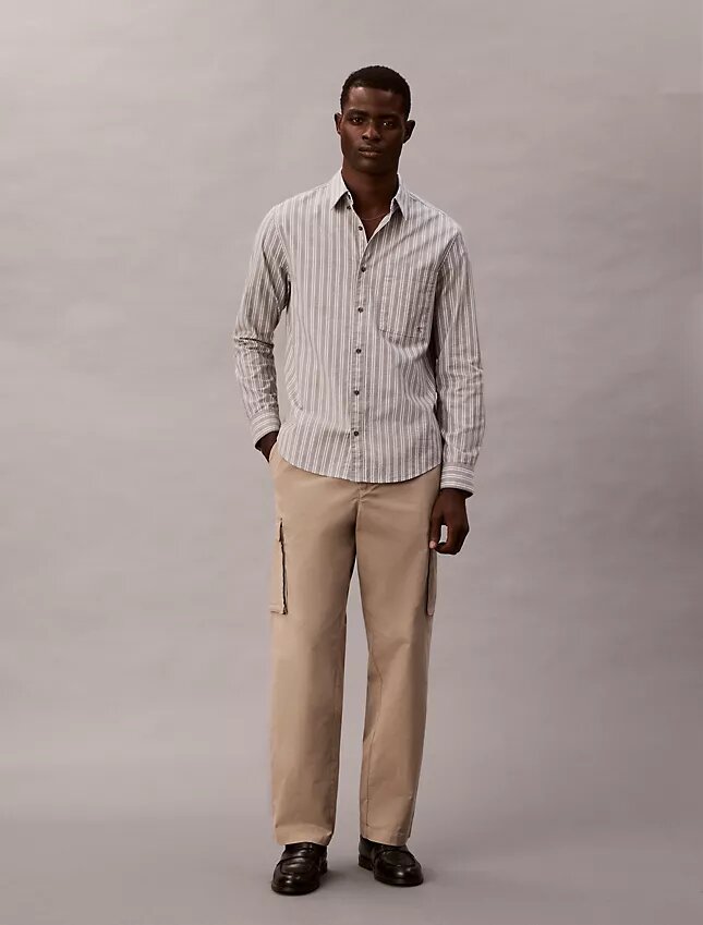 Calças cargo de corte reto em algodão Cotton Stretch Calças cargo de corte reto em algodão Cotton Stretch