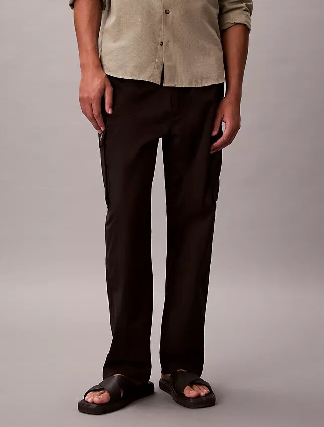Calças cargo de corte reto em algodão Cotton Stretch Calças cargo de corte reto em algodão Cotton Stretch