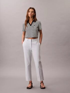 Calças chino de corte reto em algodão Cotton Stretch