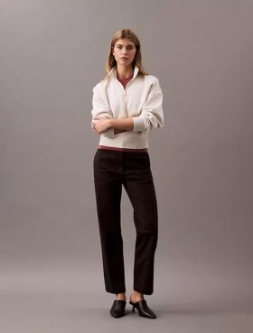 Calças chino de corte reto em algodão Cotton Stretch