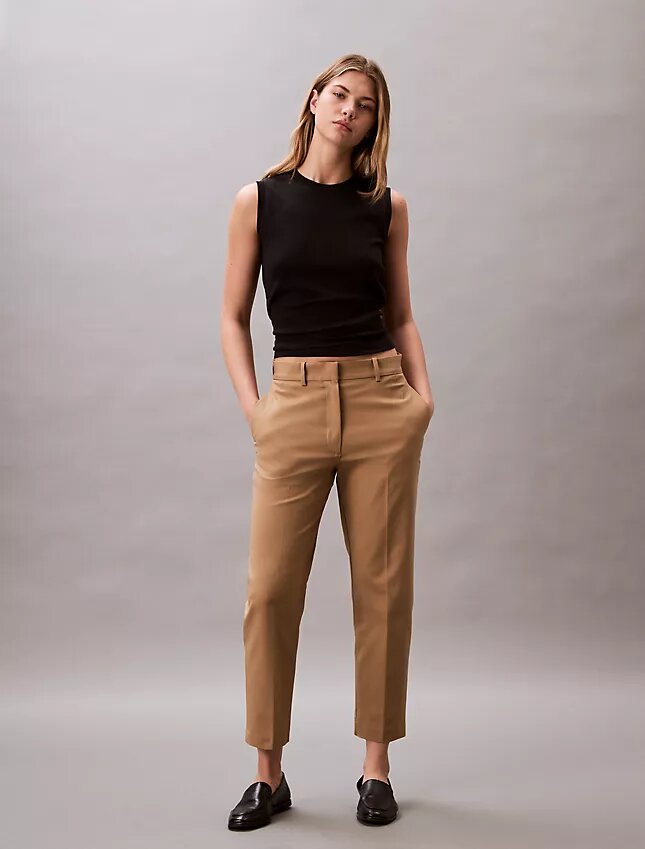 Calças chino de corte reto em algodão Cotton Stretch Calças chino de corte reto em algodão Cotton Stretch