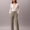 Calças chino de corte reto em algodão Cotton Stretch Calças chino de corte reto em algodão Cotton Stretch