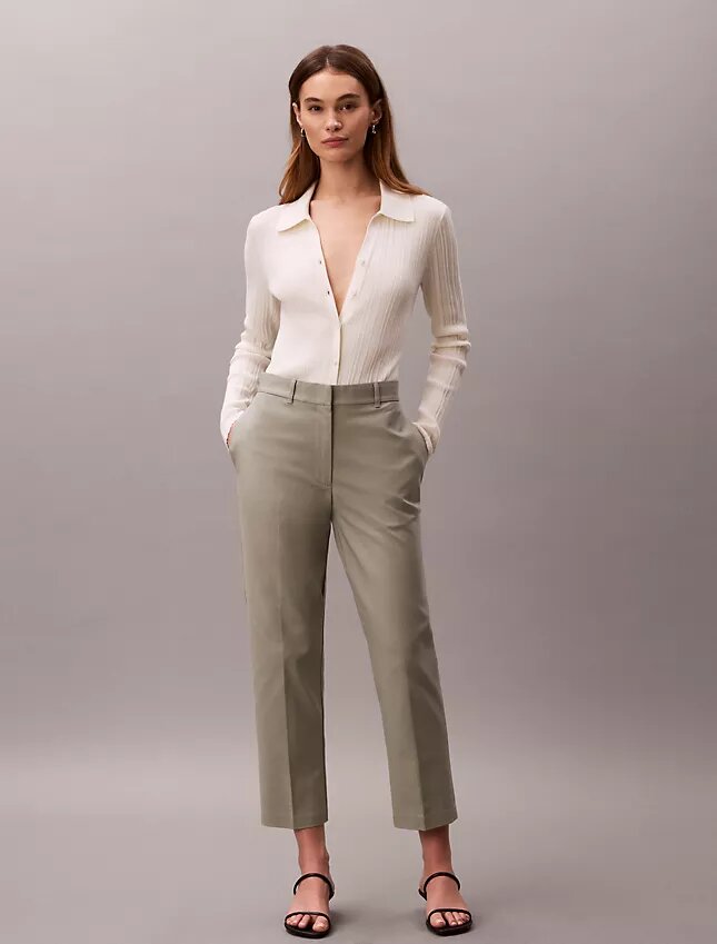 Calças chino de corte reto em algodão Cotton Stretch Calças chino de corte reto em algodão Cotton Stretch