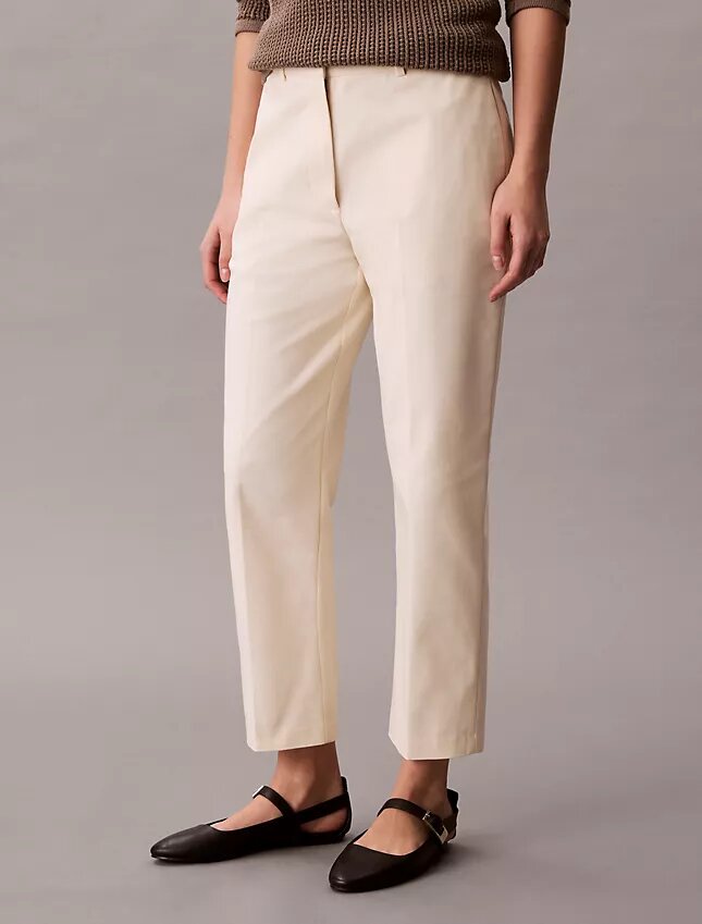 Calças chino de corte reto em algodão Cotton Stretch Calças chino de corte reto em algodão Cotton Stretch