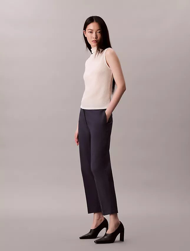 Calças chino de corte reto em algodão Cotton Stretch Calças chino de corte reto em algodão Cotton Stretch