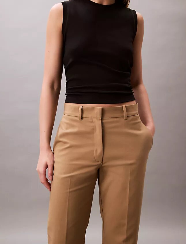 Calças chino de corte reto em algodão Cotton Stretch Calças chino de corte reto em algodão Cotton Stretch