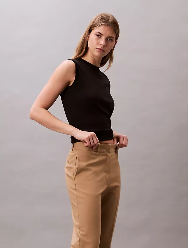Calças chino de corte reto em algodão Cotton Stretch Calças chino de corte reto em algodão Cotton Stretch