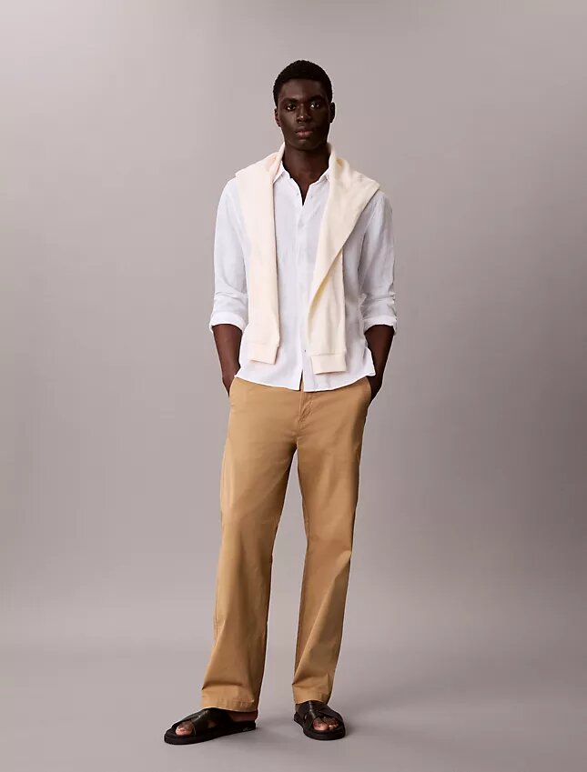 Calças chino retas em algodão Cotton Stretch 90s Straight Calças chino retas em algodão Cotton Stretch 90s Straight