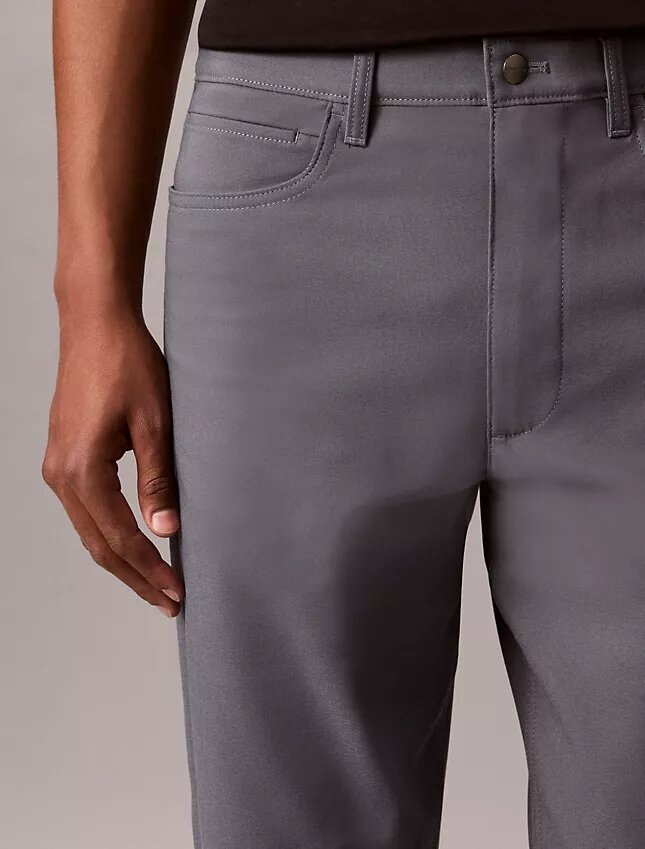 Calças de 5 bolsos com corte reto elástico padrão Calças de 5 bolsos com corte reto elástico padrão