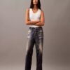 Calças de Denim com estampado