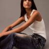 Calças de Denim com estampado