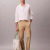 Calças Retas em Cotton Stretch