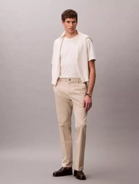 Calças Retas em Cotton Stretch