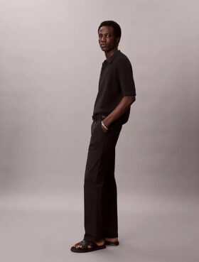 Calças Retas em Cotton Stretch
