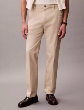 Calças Retas em Cotton Stretch
