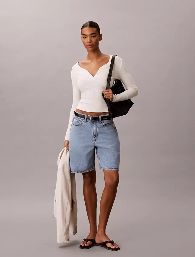 Calções Bermuda em Denim Calções Bermuda em Denim