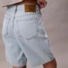 Calções Bermuda em Denim Descontraído com Mistura de Linho