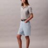 Calções Bermuda em Denim Descontraído com Mistura de Linho