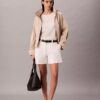 Calções Bermuda em sarja Cotton Stretch de algodão com pregas Calções Bermuda em sarja Cotton Stretch de algodão com pregas