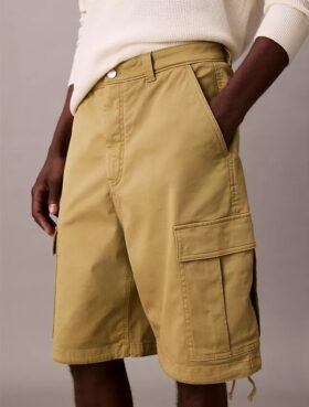 Calções cargo em sarja Cotton Stretch de algodão