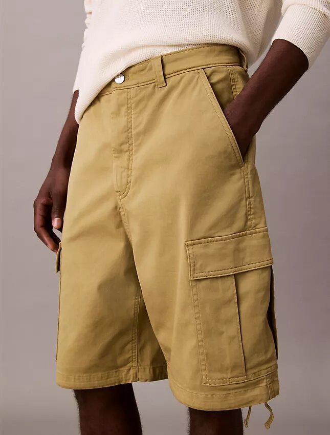 Calções cargo em sarja Cotton Stretch de algodão Calções cargo em sarja Cotton Stretch de algodão