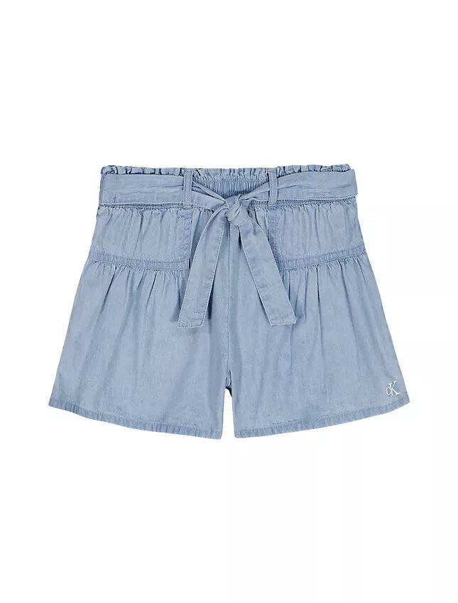 Calções com laço na cintura para meninas Calções com laço na cintura para meninas