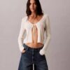 Calções de Denim com bainha enrolada e corte em A