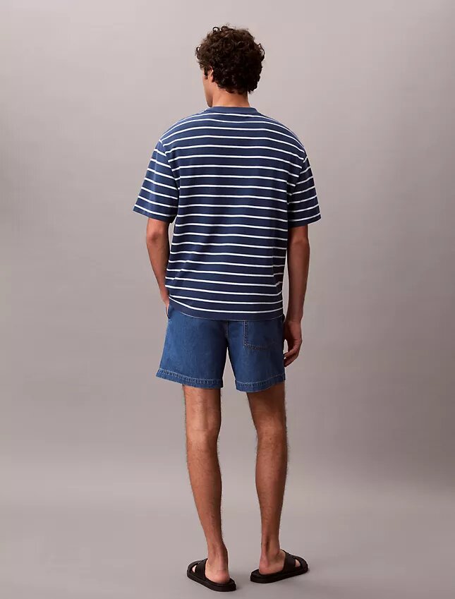 Calções de Denim com mistura de linho Calções de Denim com mistura de linho