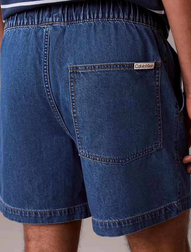 Calções de Denim com mistura de linho Calções de Denim com mistura de linho