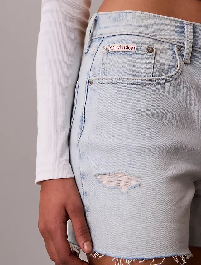 Calções de Denim midi de cintura alta Calções de Denim midi de cintura alta