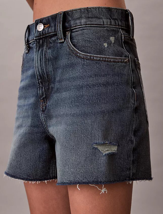 Calções de Denim midi de cintura alta Calções de Denim midi de cintura alta