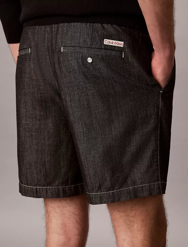 Calções retos de chambray de 18 cm Calções retos de chambray de 18 cm
